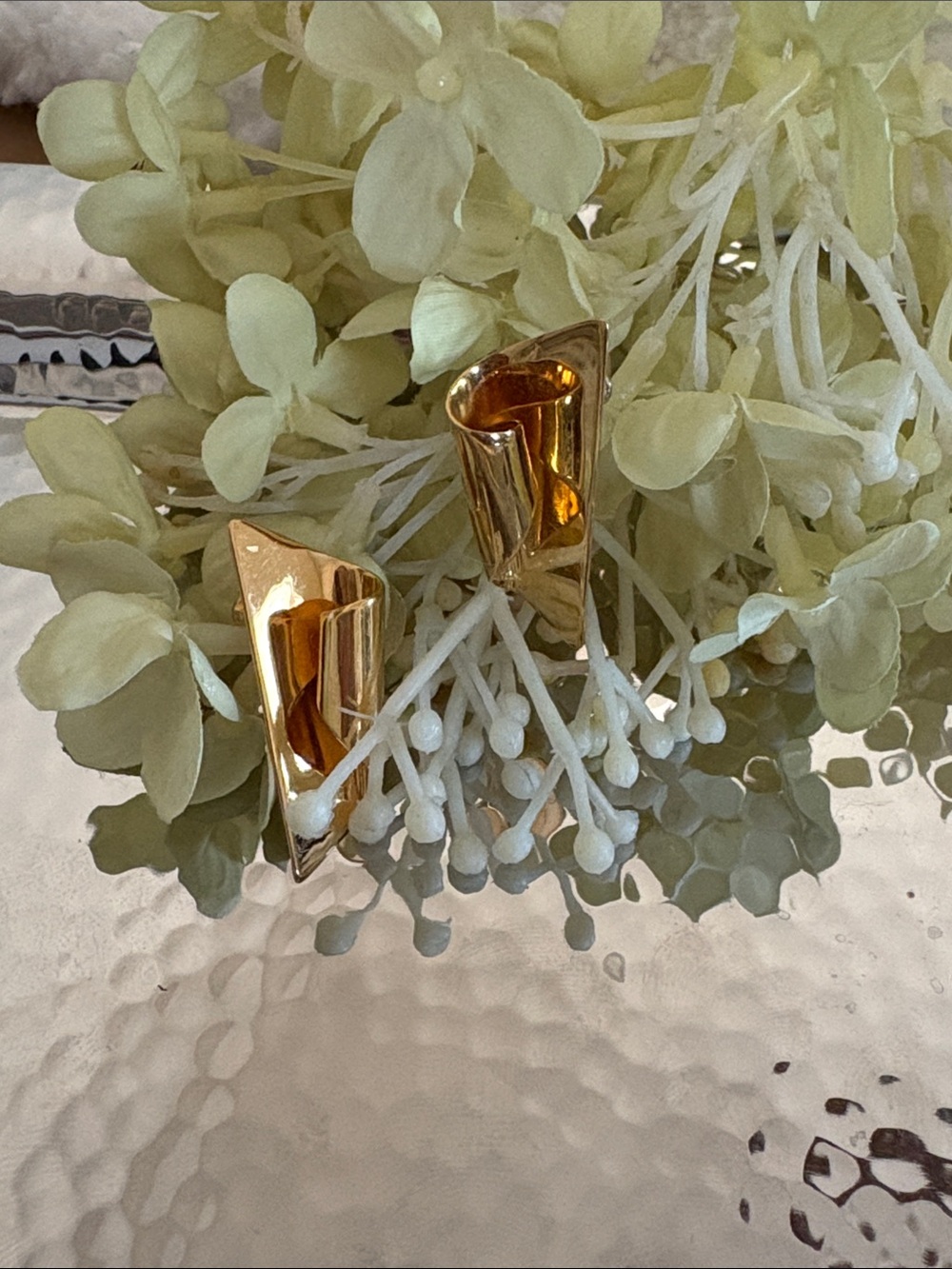 Monet Gold Sculptural Earrings - Shiny Geometric Design